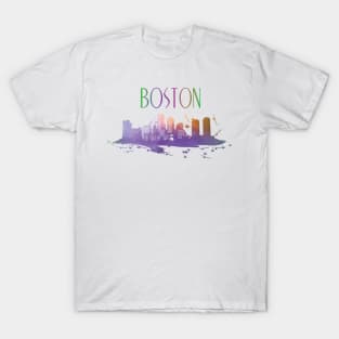 Boston Watercolor skyline T-Shirt